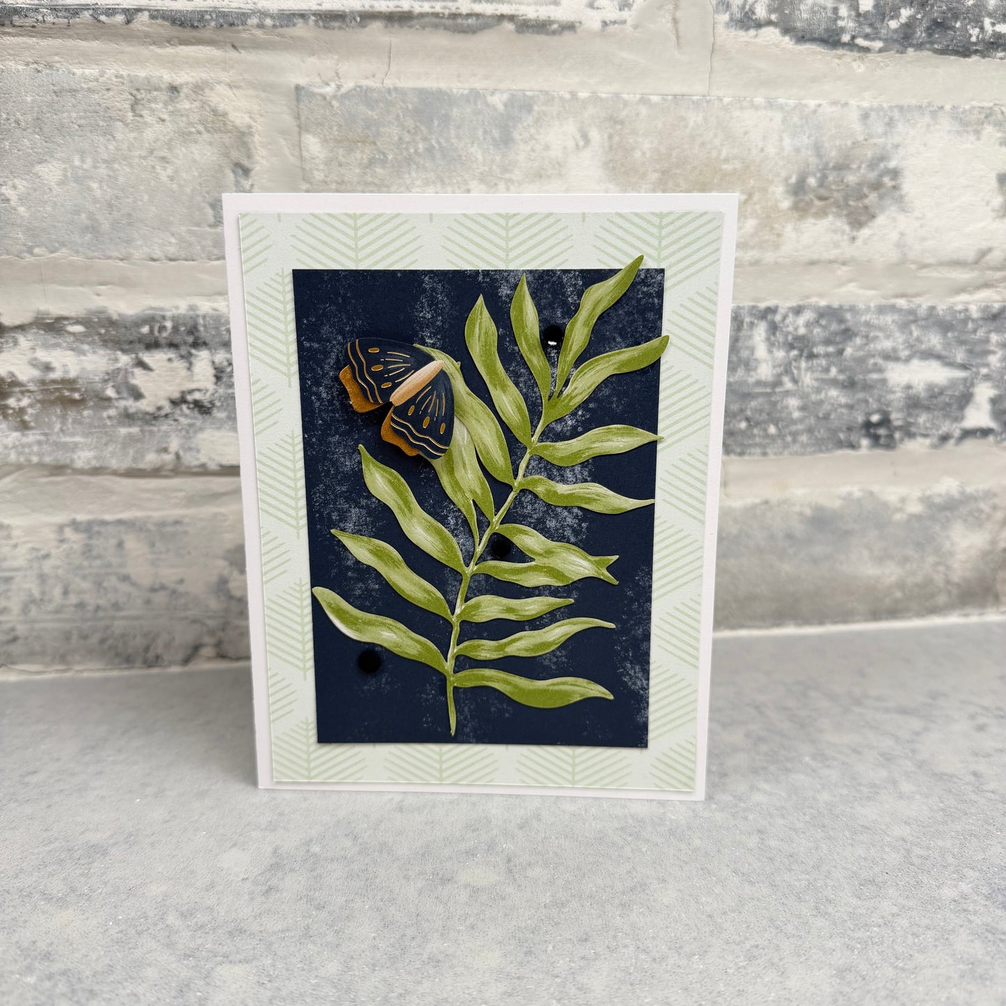 Fern Leaf - Green with Butterfly