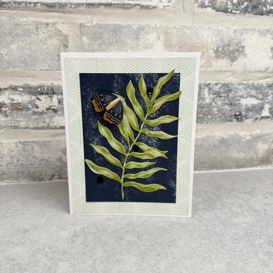 Fern Leaf - Green with Butterfly