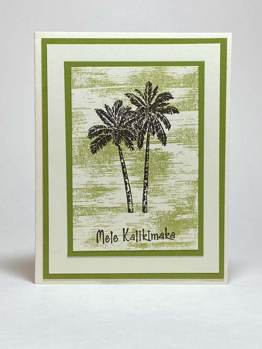 card-hawaiian-green-background-palm-trees-mele-kalikimaka