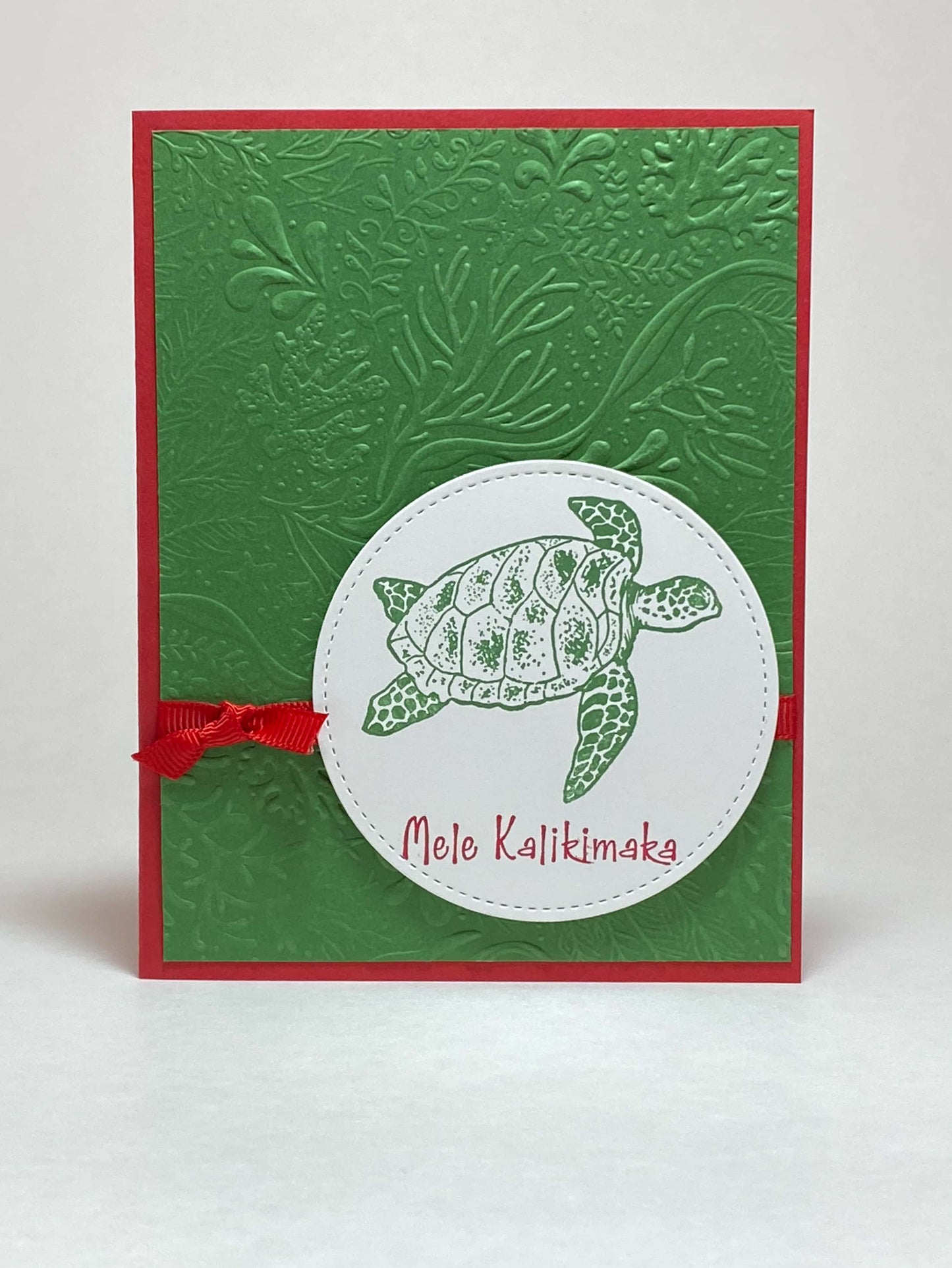 card-hawaiian-green-background-sea-plants-sea-turtle-mele-kalikimaka